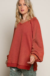Back Cross Strap Detail Balloon Sleeve Sweatshirt POL Golden Poppy S